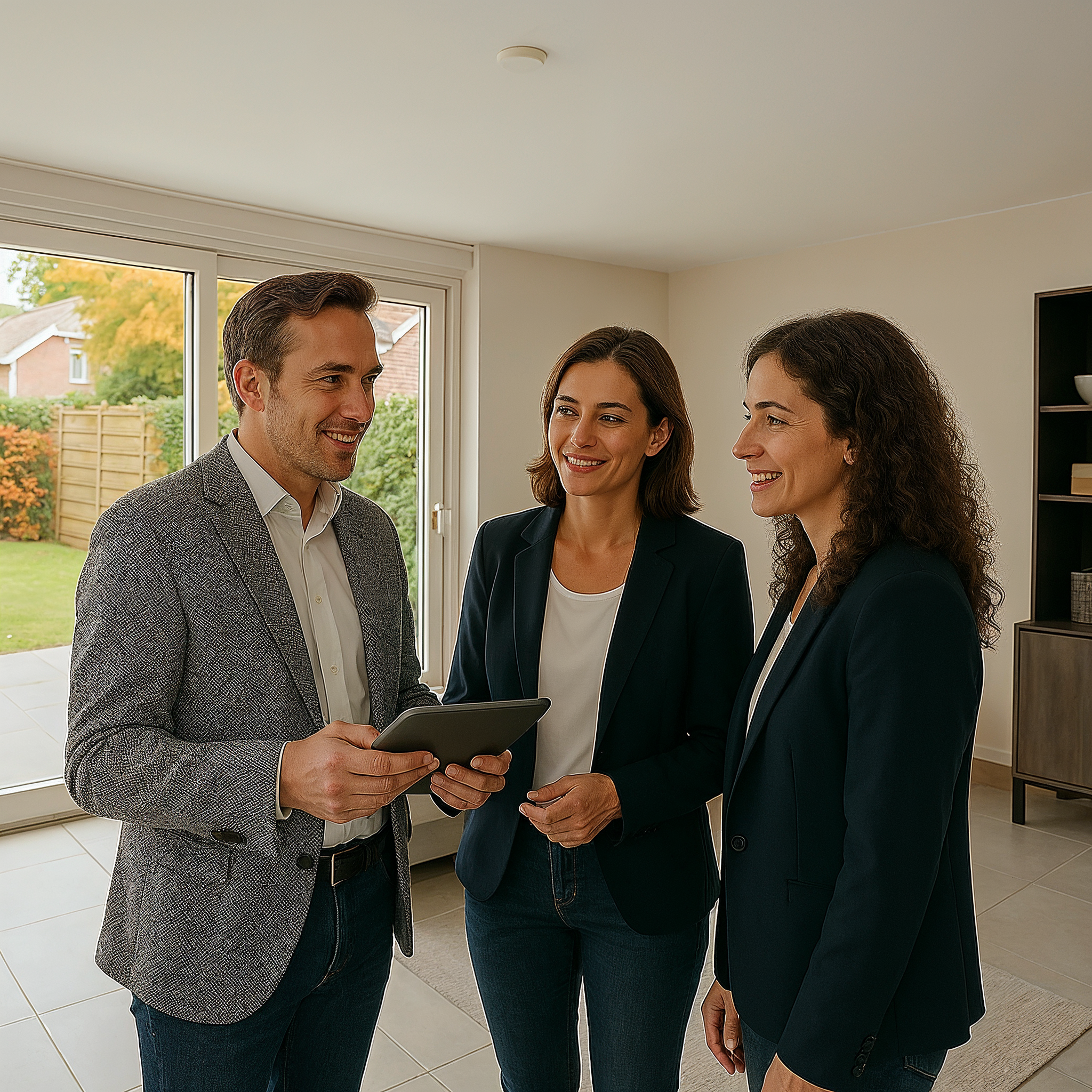 Rental agent in conversation